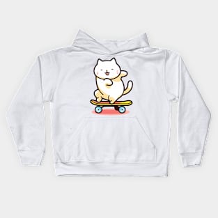 Funny and Cute Cat on Skateboard Kids Hoodie